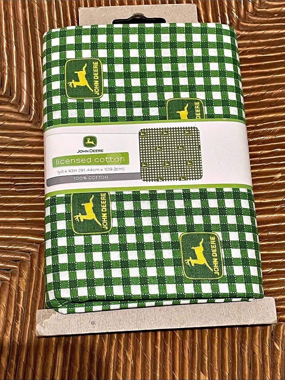 John Deere Gingham Licensed Cotton Fabric Licensed Cotton Green & White Kitchen